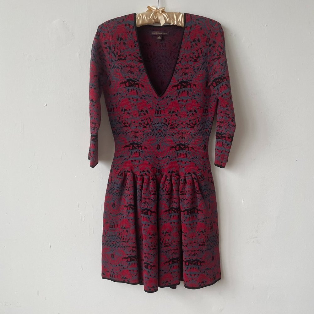 Marchesa Voyage Womens Jacquard Knitted Dres
